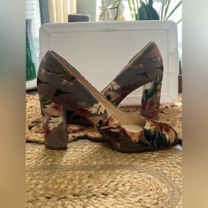 Nine West Scheila Velvet Multicolor Floral Heels